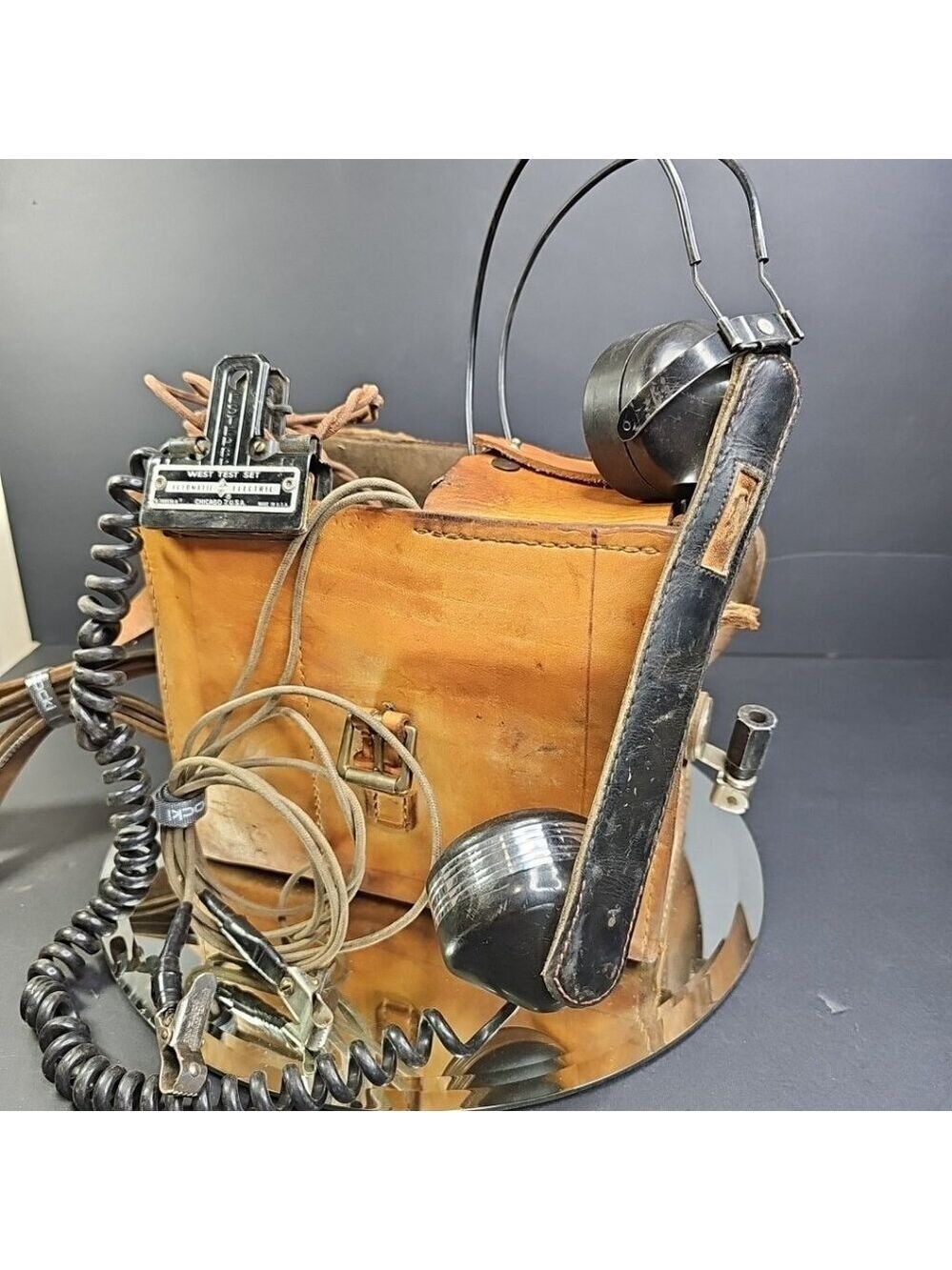 Automatic Electric West Test Set Lineman Phone 1950s W/ Leather Case D-780536-A